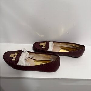 Michael Kors Burgundy Flats with Gold Accents